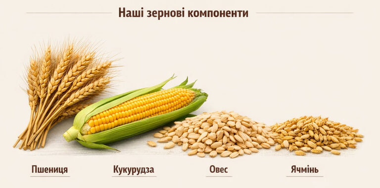Пшениця, кукурудза, овес і ячмінь — зернові компоненти Полісолу